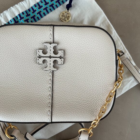 NEW Tory Burch McGraw Leather Camera Bag in Brie/Cream AUTHENTIC - Picture 5 of 5